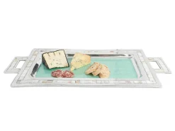 Julia Knight Classic 25" Rectangular Tray W/Handles Aqua Flash Sale
