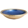 Julia Knight Florentine Gold 15" Round Bowl Sapphire New
